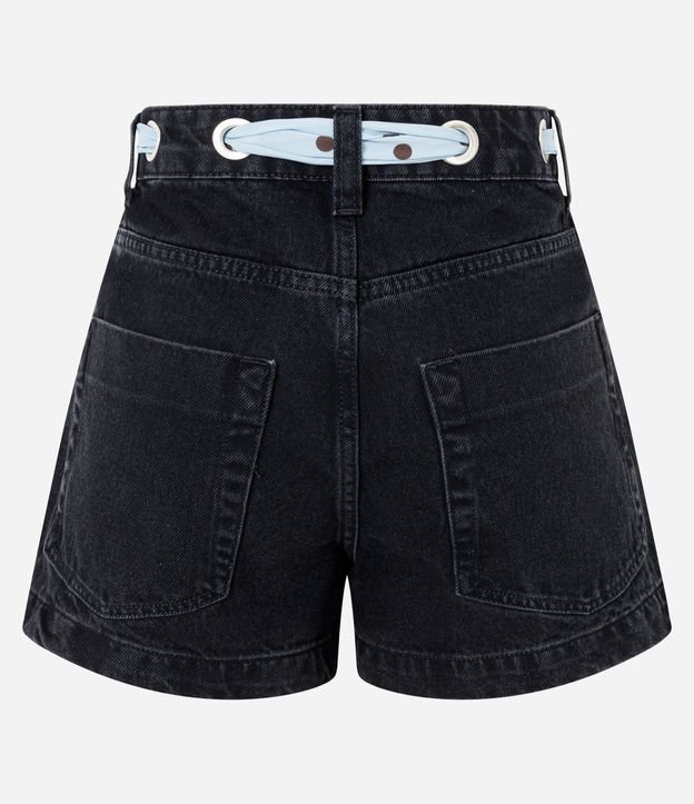 Short en Jeans con Cintura Alta Pañuelo y Ojale 7