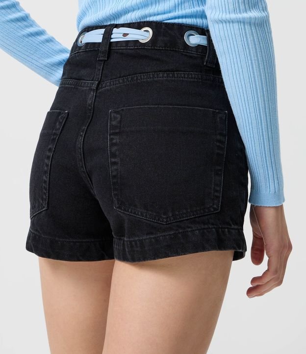 Short en Jeans con Cintura Alta Pañuelo y Ojale 5
