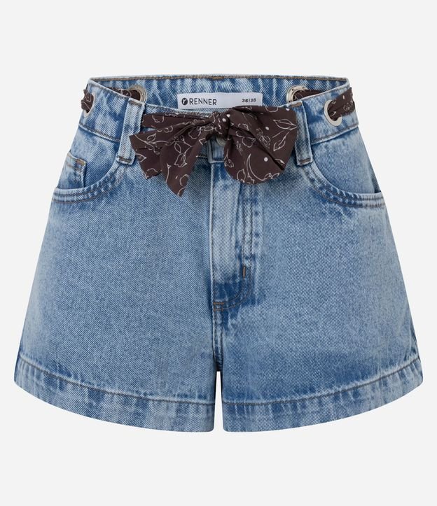 Short en Jeans con Cintura Alta Pañuelo y Ojale 5