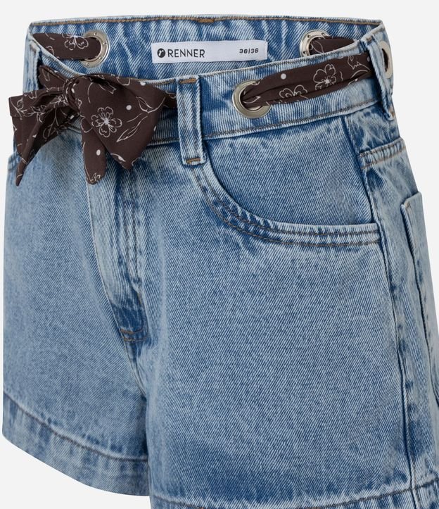 Short en Jeans con Cintura Alta Pañuelo y Ojale 6