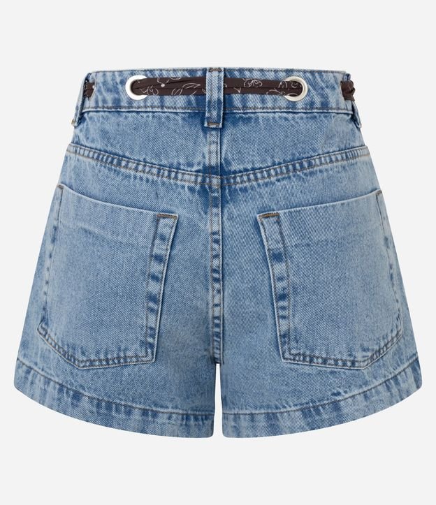 Short en Jeans con Cintura Alta Pañuelo y Ojale 7