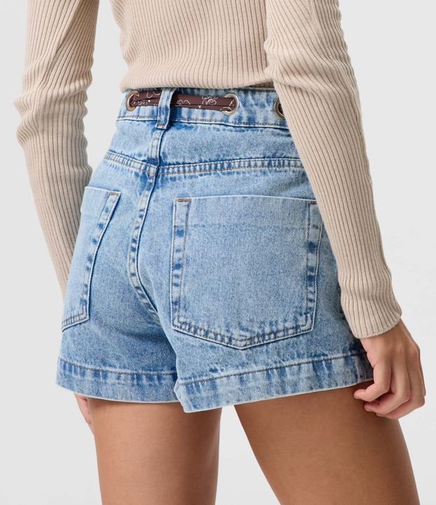 Short en Jeans con Cintura Alta Pañuelo y Ojale 4