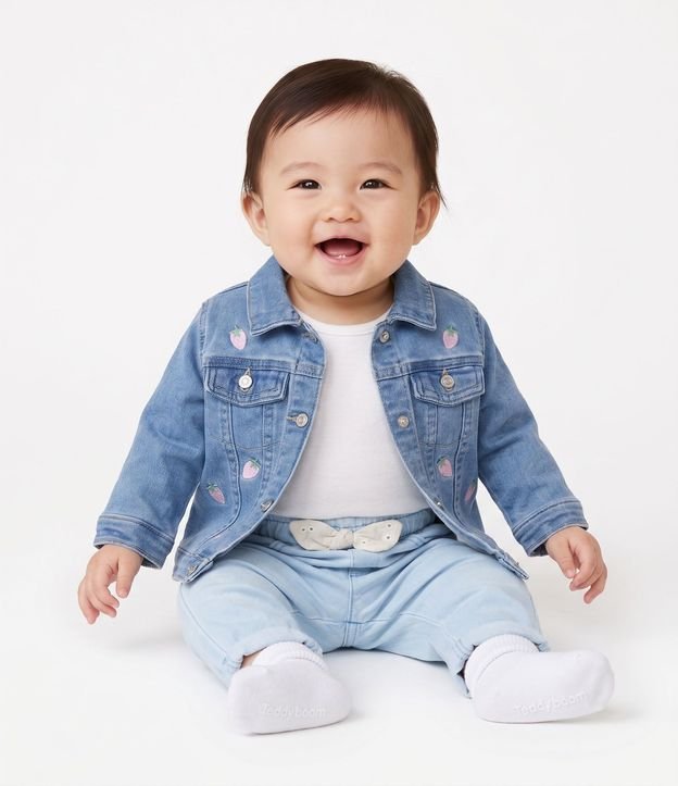 Campera Jeans Bebé Mini Frutillas - Talle 0 a 18 Meses