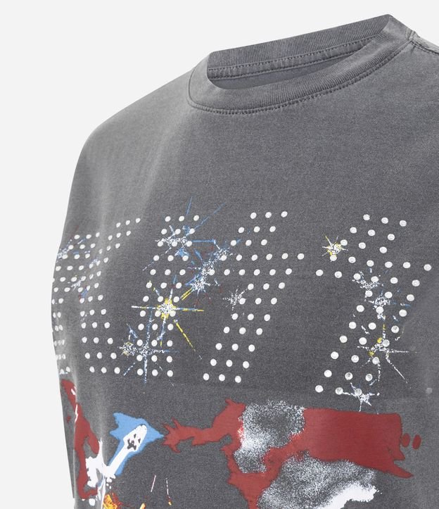 Remera en Algodón con Estampado Banda Kiss con Lettering Brillante 6
