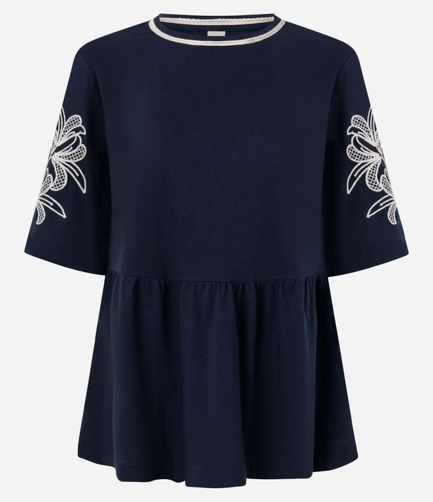 Blusa en Algodón con Bordados Florales en las Mangas 5