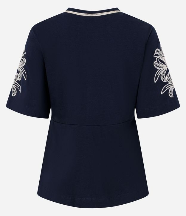 Blusa en Algodón con Bordados Florales en las Mangas 7