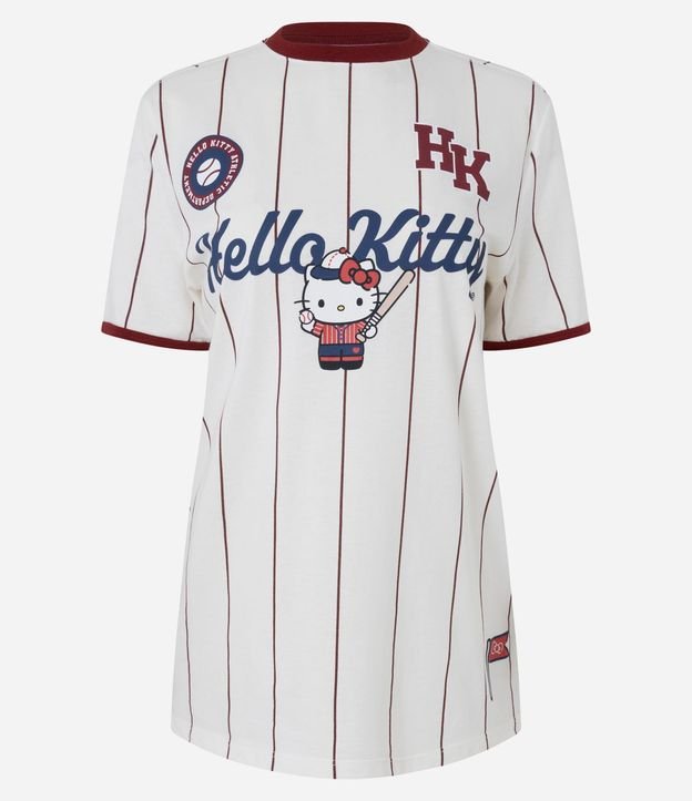 Remera en Algodón con Estampado Hello Kitty Baseball con Rayas 5