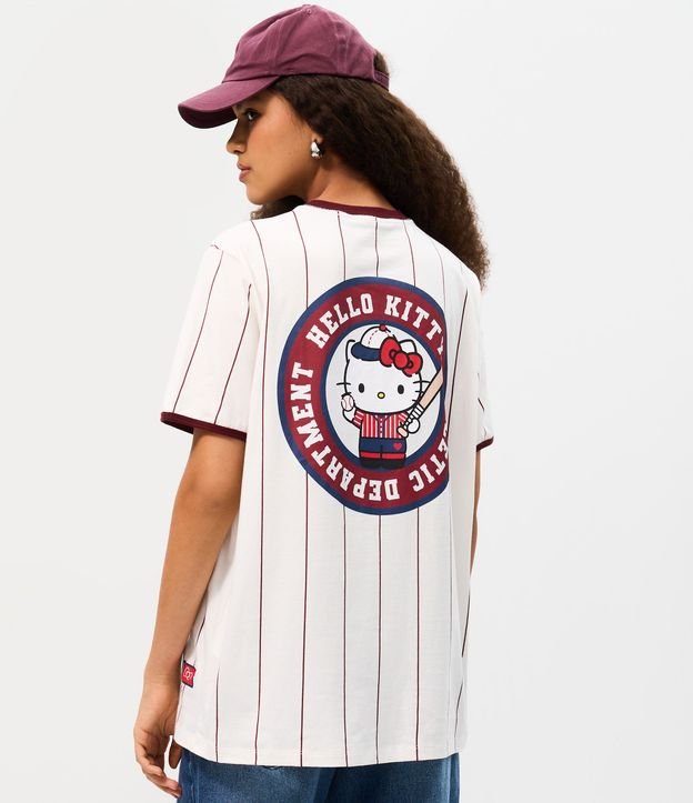 Remera en Algodón con Estampado Hello Kitty Baseball con Rayas 4