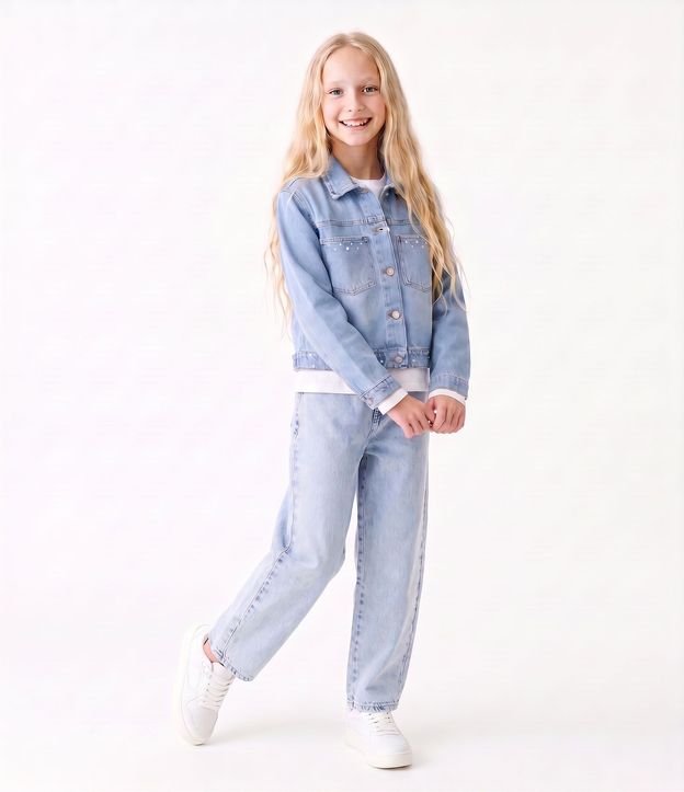Campera Jeans Infantil con Strass -Talle 5 a 16 años
