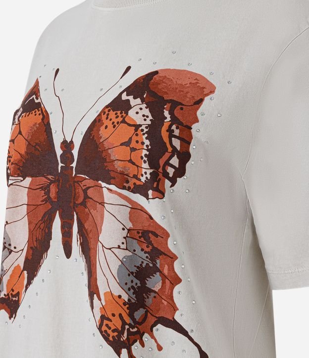 Remera Oversized en Algodón con Estampa de Mariposa Marmorizada 6