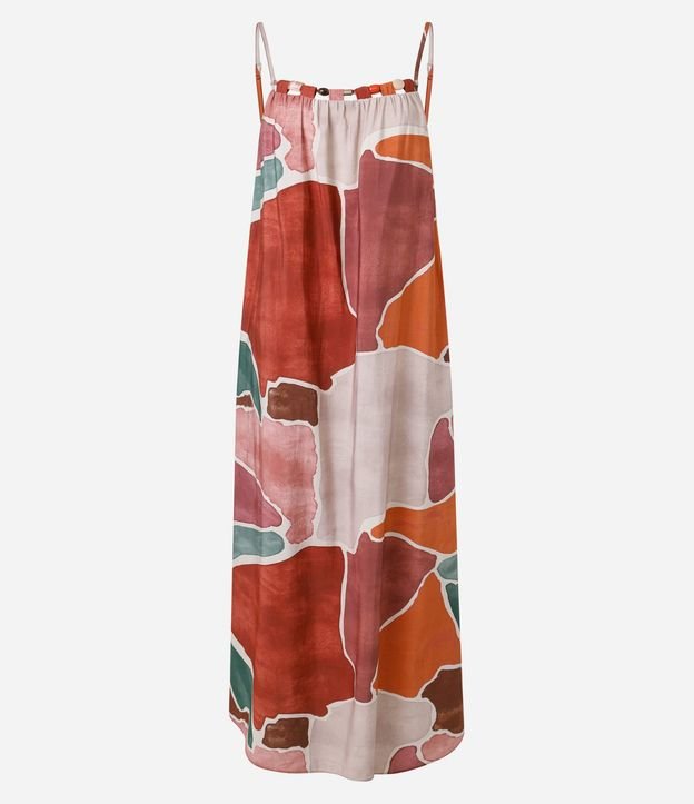Vestido Midi en Viscosa con Breteles Finos y Estampado Geométrico 5