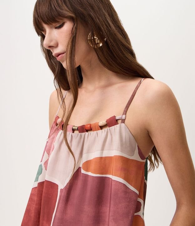 Vestido Midi en Viscosa con Breteles Finos y Estampado Geométrico 3