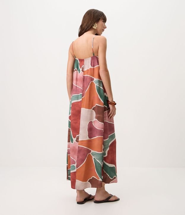 Vestido Midi en Viscosa con Breteles Finos y Estampado Geométrico 4