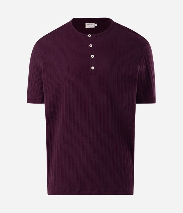 Remera Regular en Algodón Texturizada Henley con Botones
