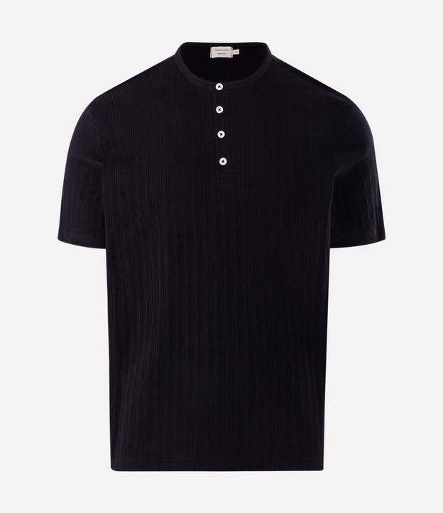 Remera Regular en Algodón Texturizada Henley con Botones 5