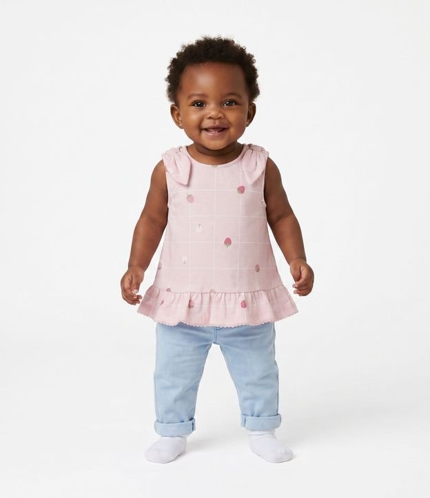 Remera Bebé Cotton con Moña - Talle 0 a 18 Meses