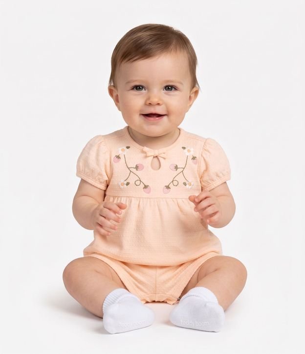 Conjunto Bebé con Bordado Floral - Talle 0 a 18 Meses 1