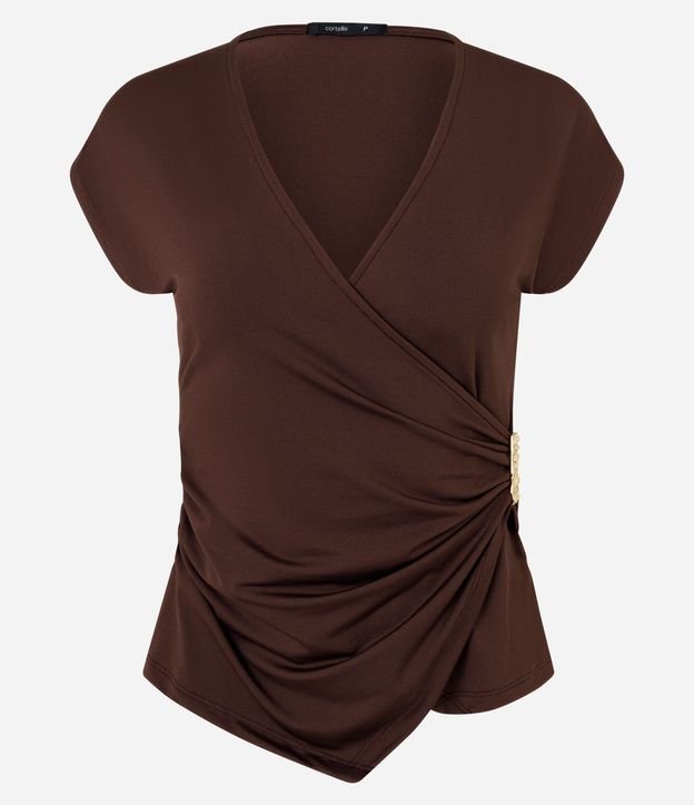 Blusa Traspasada con Adorno Metalizado