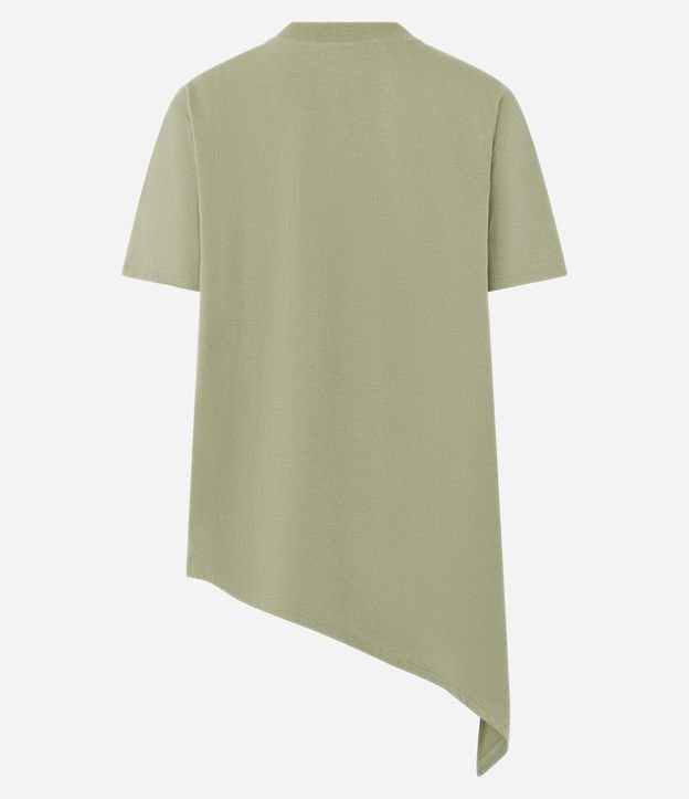 Remera Alargada en Algodón con Estampa Sunshine y Bajo Asimétrica 6