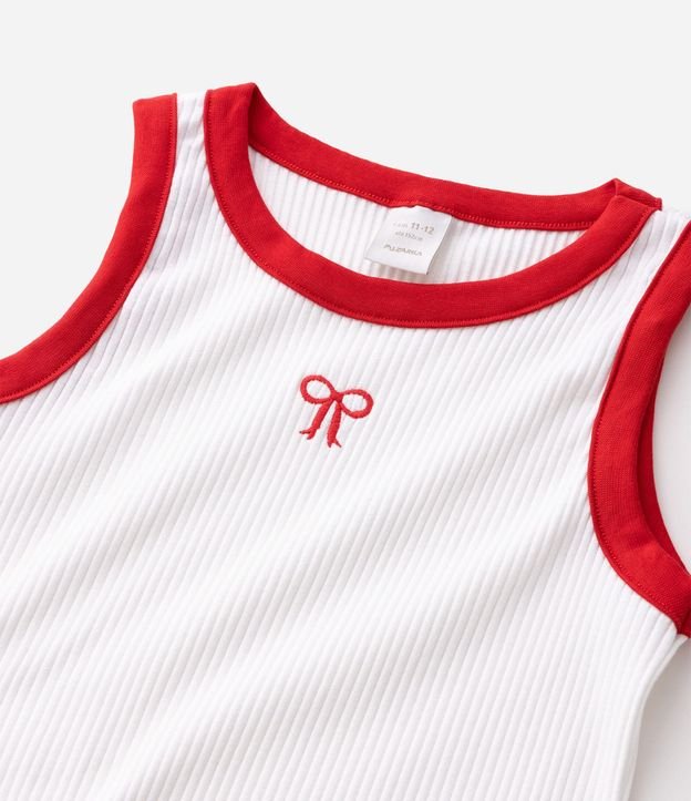 Musculosa Infantil en Rib con Contraste y Bordado de Lazo  - Talle 5 a 16 años 5