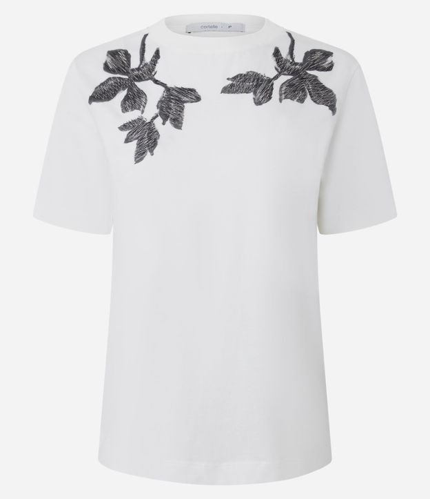 Remera en Algodón con Bordado Floral en los Hombros 5
