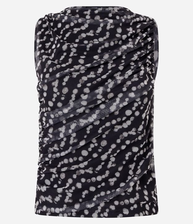 Blusa en Tule Fruncido con Estampa Abstracta 5