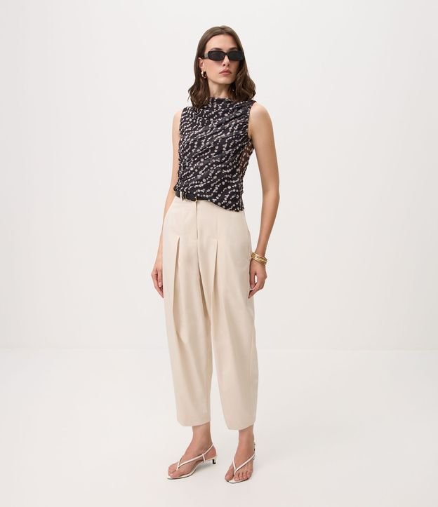 Blusa en Tule Fruncido con Estampa Abstracta 2