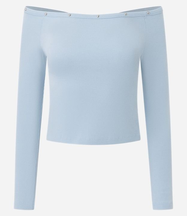 Blusa en Viscosa con Escote Hombro a Hombro y Piedras en el Escote 6