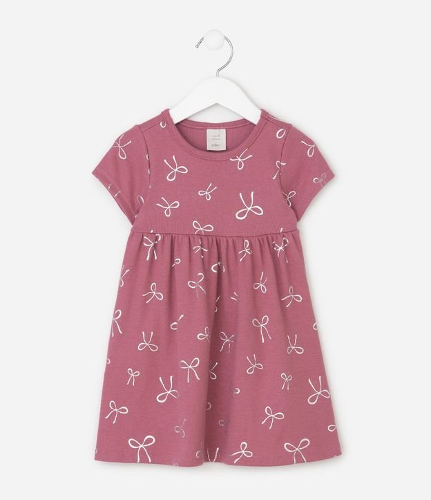 Vestido Infantil en Algodón Canelado con Lacitos Foil - Talle 1 a 6 años 2