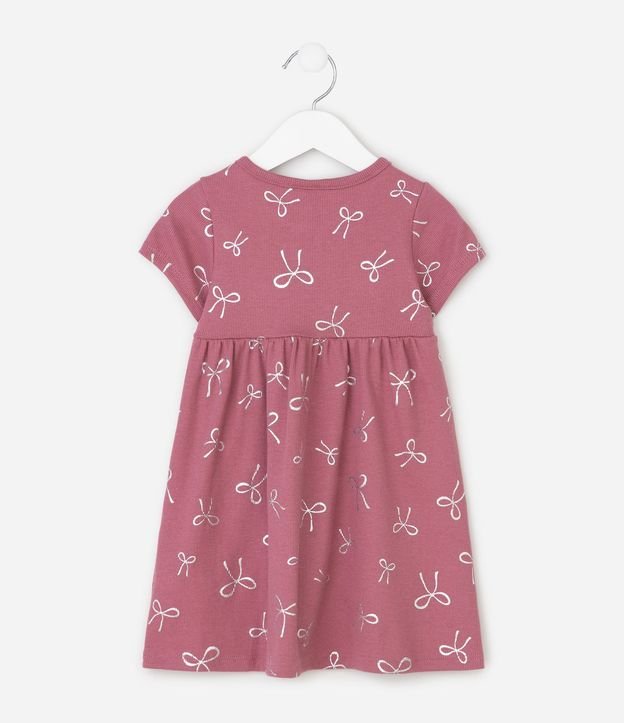 Vestido Infantil en Algodón Canelado con Lacitos Foil - Talle 1 a 6 años 3