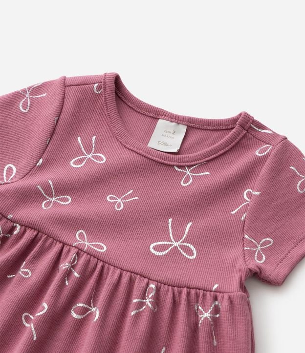 Vestido Infantil en Algodón Canelado con Lacitos Foil - Talle 1 a 6 años 5