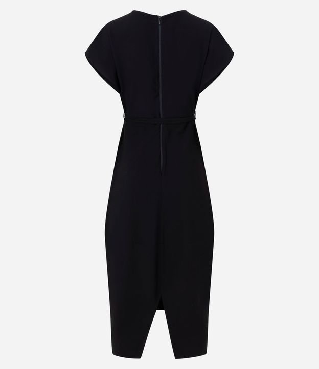 Vestido Midi en Sarga con Cinta y Hebilla Metalizada 6
