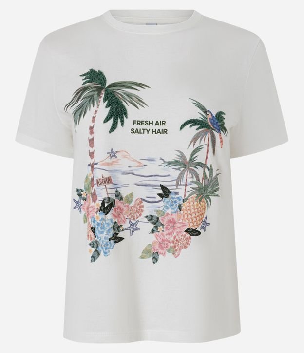 Remera New T-shirt en Algodón con Estampa Tropical Flocada 5