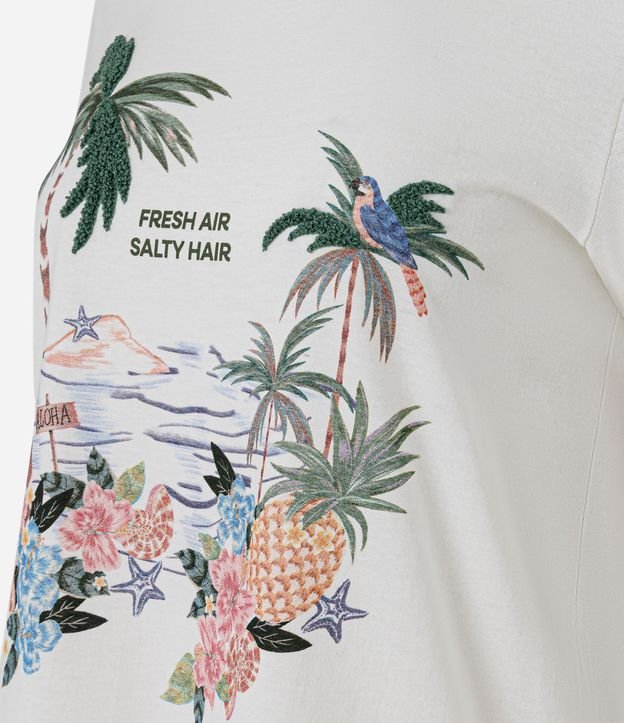 Remera New T-shirt en Algodón con Estampa Tropical Flocada 6