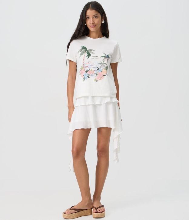 Remera New T-shirt en Algodón con Estampa Tropical Flocada 2