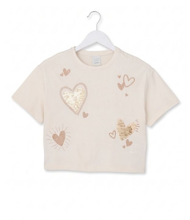 Remera Infantil en Algodón con Lentejuela de Corazones - Talle 5 a 16 años 4