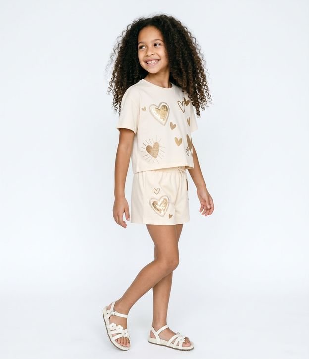 Remera Infantil en Algodón con Lentejuela de Corazones - Talle 5 a 16 años 2