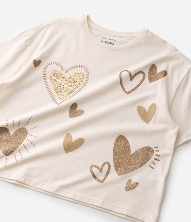 Remera Infantil en Algodón con Lentejuela de Corazones - Talle 5 a 16 años 5