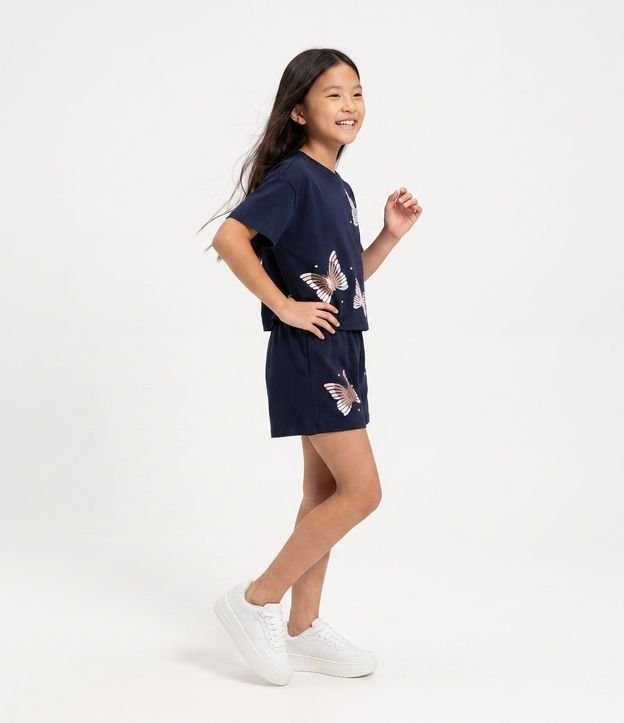 Remera Infantil en Algodón con Lentejuela de Mariposas - Talle 5 a 16 años