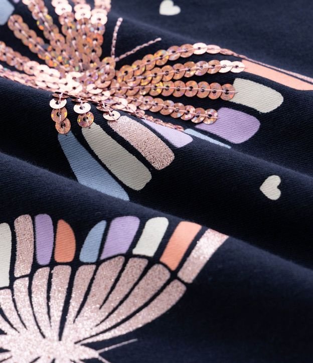 Remera Infantil en Algodón con Lentejuela de Mariposas - Talle 5 a 16 años 3