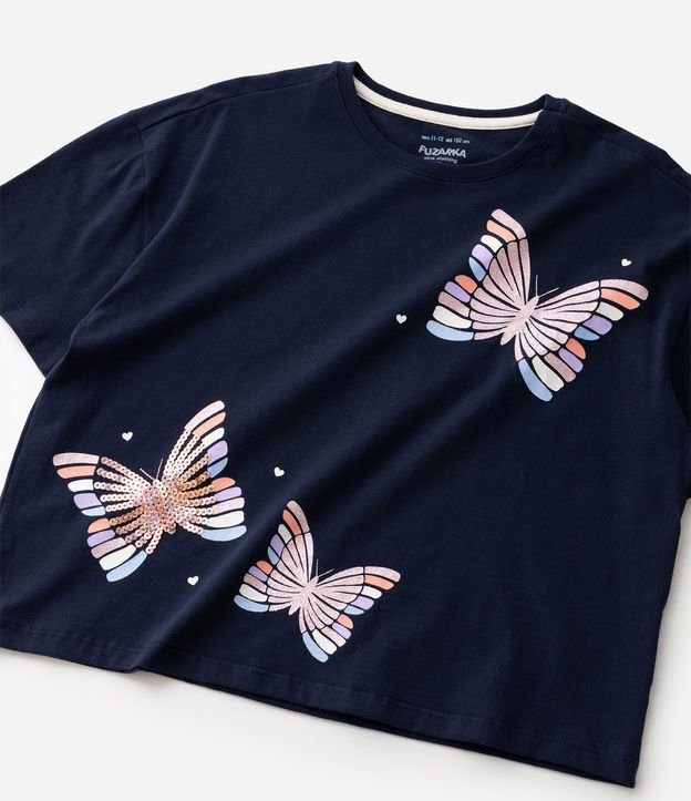 Remera Infantil en Algodón con Lentejuela de Mariposas - Talle 5 a 16 años 4