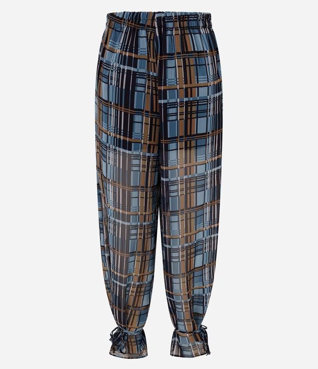 Pantalón en Chiffon de Cuadros con Lazo en el Bajo 8