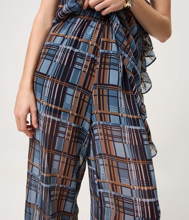 Pantalón en Chiffon de Cuadros con Lazo en el Bajo 4