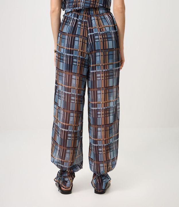 Pantalón en Chiffon de Cuadros con Lazo en el Bajo 5