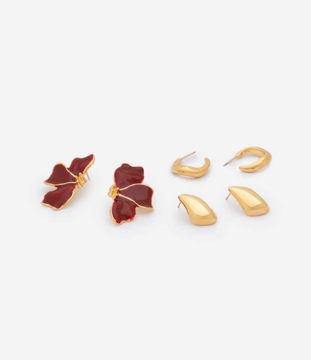 Kit 03 Caravanas con Formato de Flor y Diseños Orgánicos 3