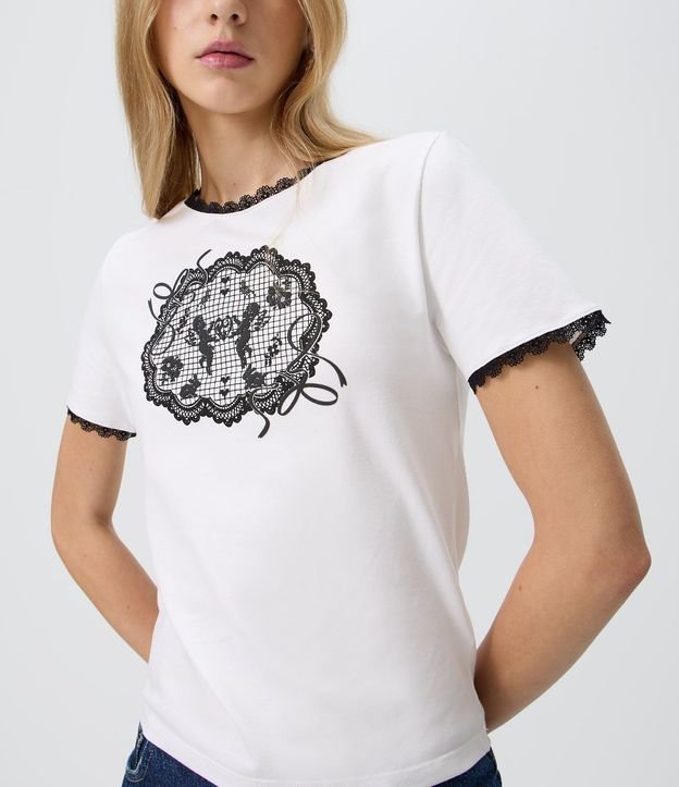 Blusa New T-Shirt en Algodón con Estampa de Angelitos en Punto Cruz 3