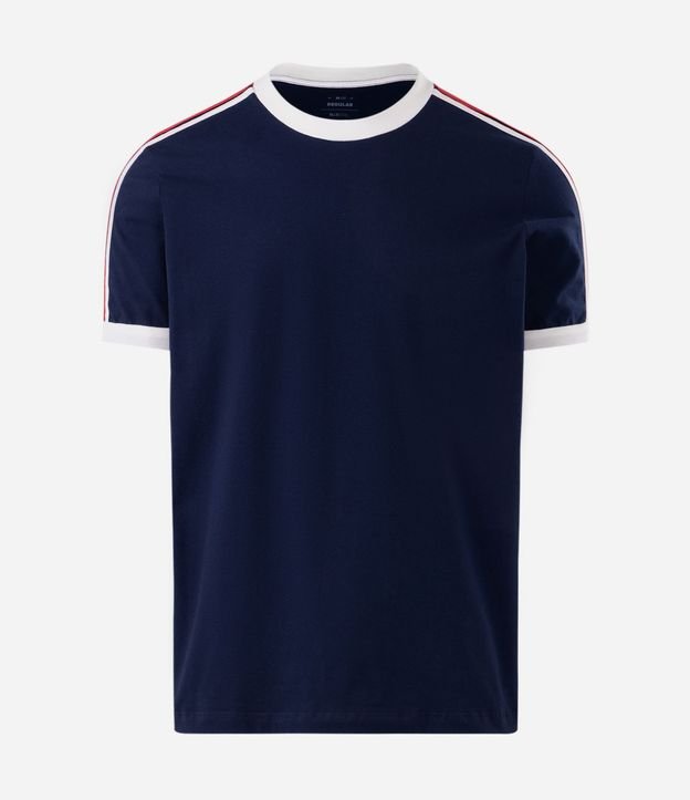 Remera Regular en Algodón con Rayas en los Hombros 5