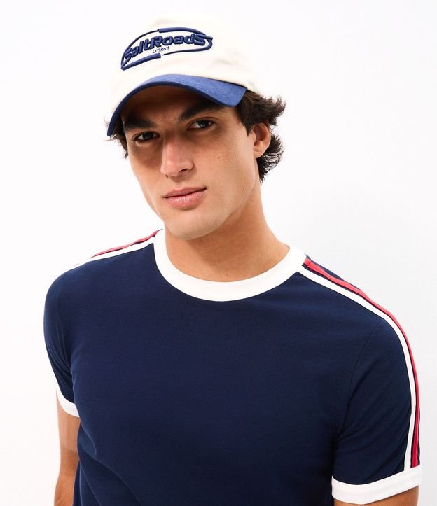 Remera Regular en Algodón con Rayas en los Hombros