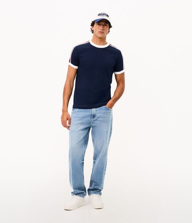 Remera Regular en Algodón con Rayas en los Hombros 2
