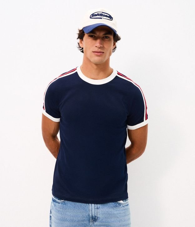 Remera Regular en Algodón con Rayas en los Hombros 4